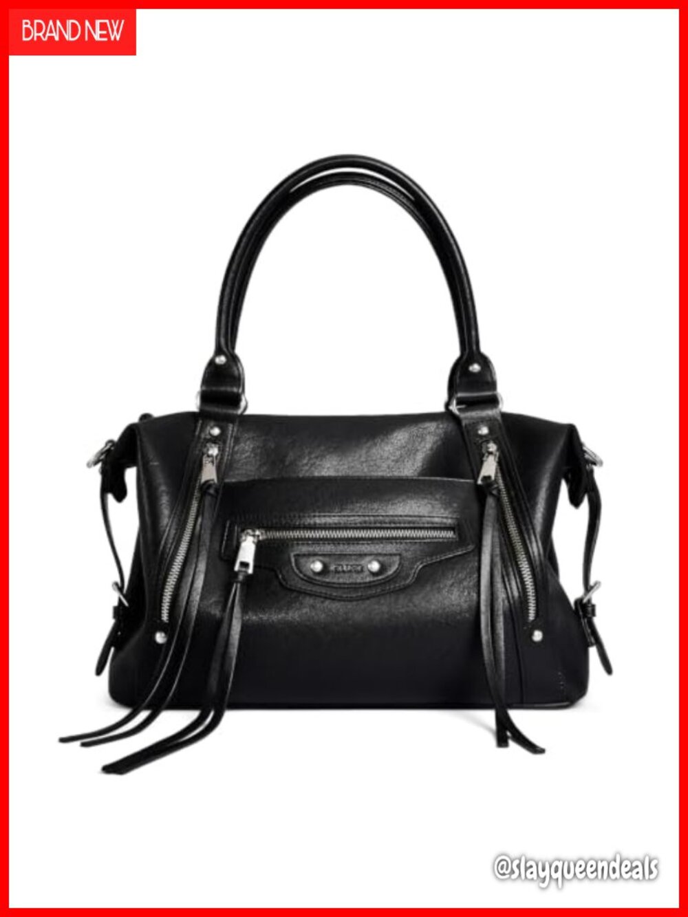 Large Vegan Leather Tote Bag for Women, Y2K Purse, Work Travel School, 13"